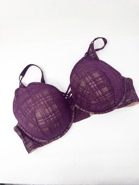 Torrid XO Plunge Push Up Lace Bra Burgundy Size 42DDD